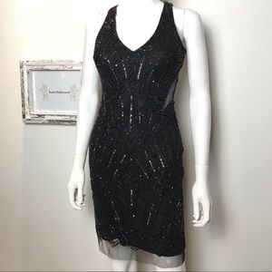ADRIANNA PAPELL black beaded cocktail dress